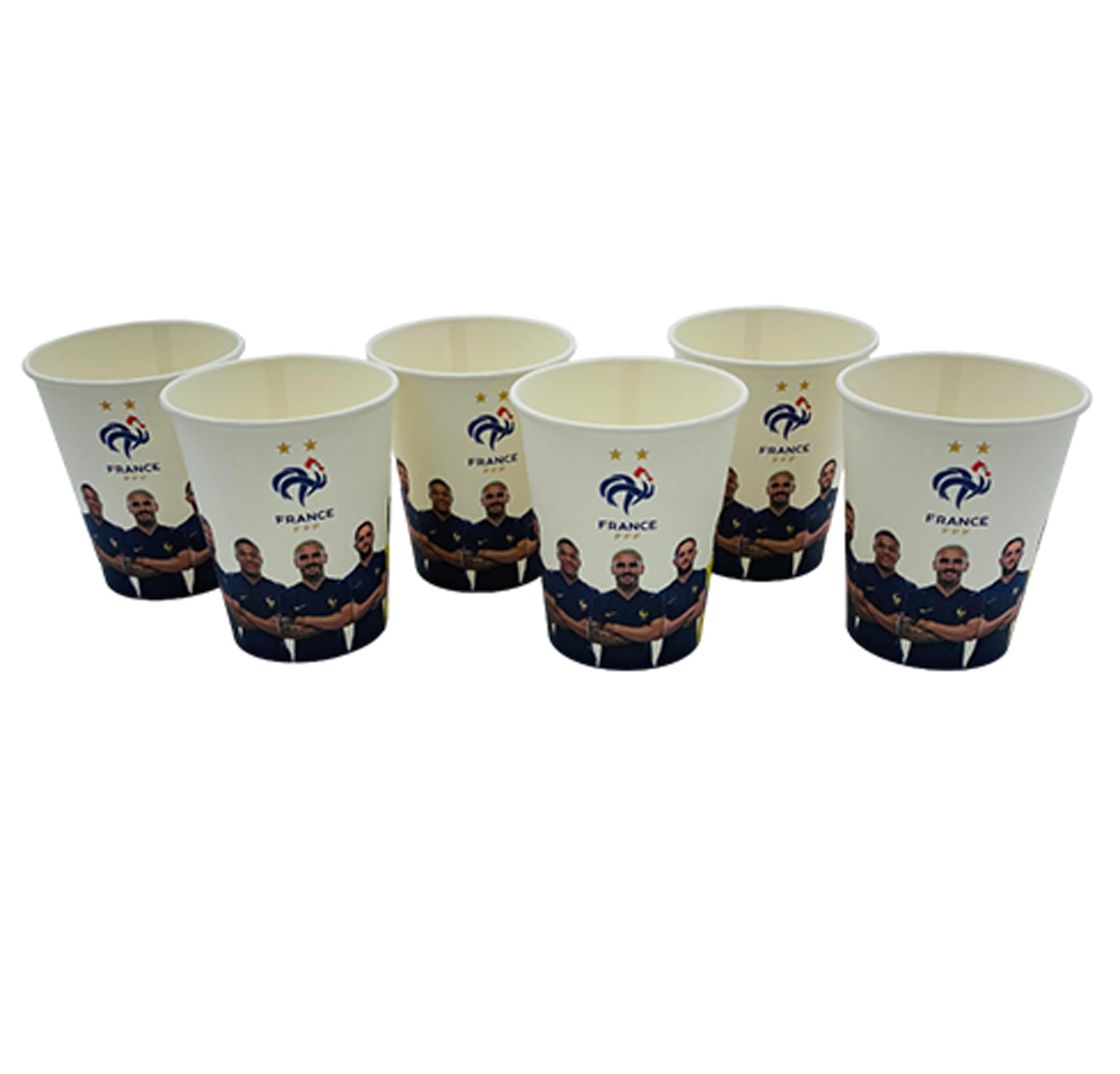 FFF 6 x verre gobelet jetable 25 cl Collection officielle Equipe de France de Football