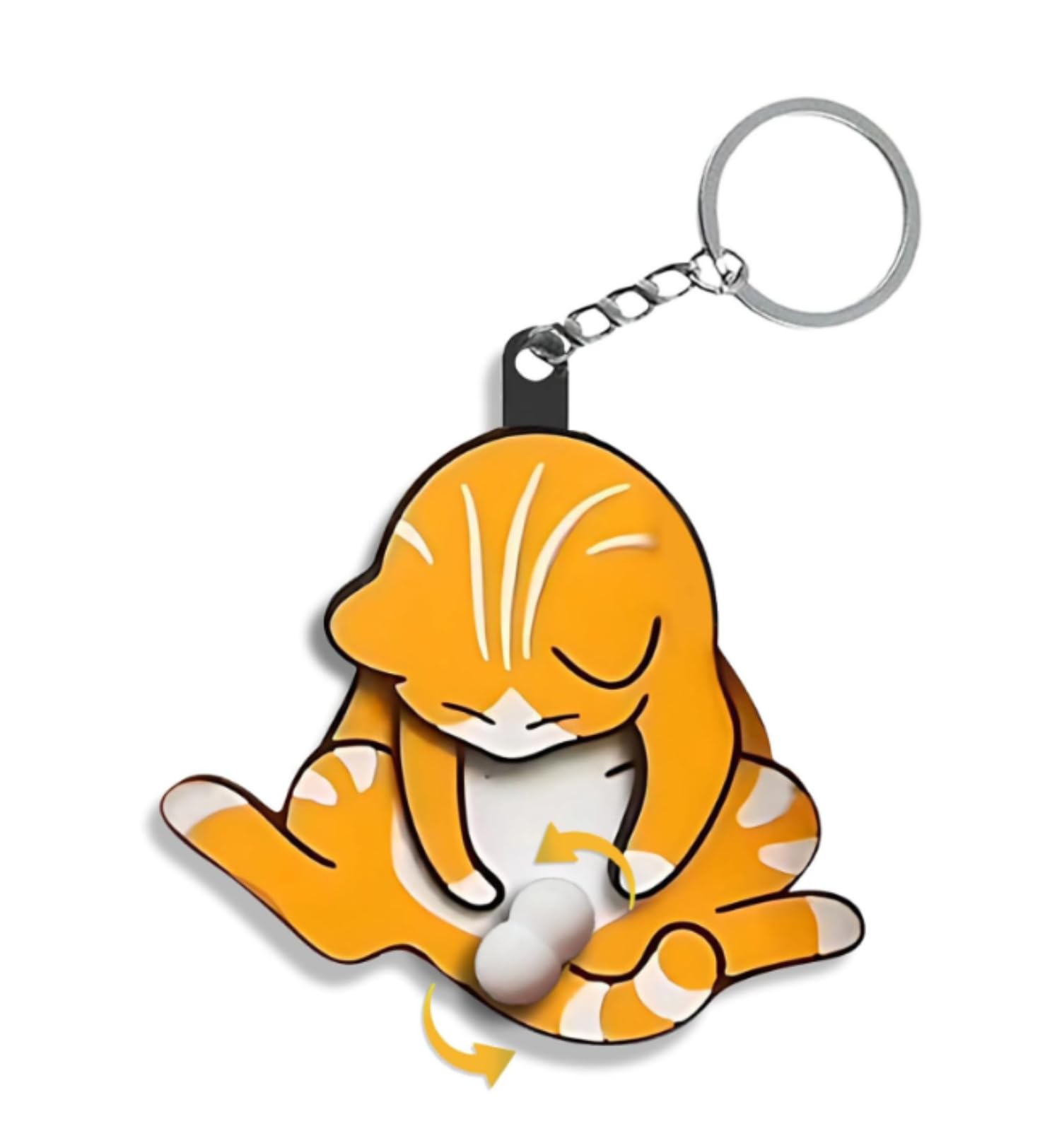Qyjlofmve E Qyjlofmv Mischief Cat Interactiv Keychain, 3D Rotating Cat Balls Fidget Keychain, Bag Charm, Cat Play With Its Spinning Balls Funny Moving Pendant, Gag Gift For Kitten Lovers, Wiggling Cat
