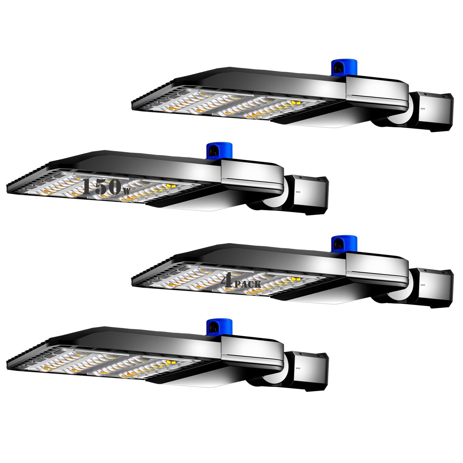 bulbeats 150W LED Parking Lot Light 21000LM (Eqv 600W HID/HPS) 5000K Slip Fitter Mount LED Pole Light, ETL Listed Outdoor Parking Lot LED Light with Photocell, IP65 Waterproof Area Light -4Pack