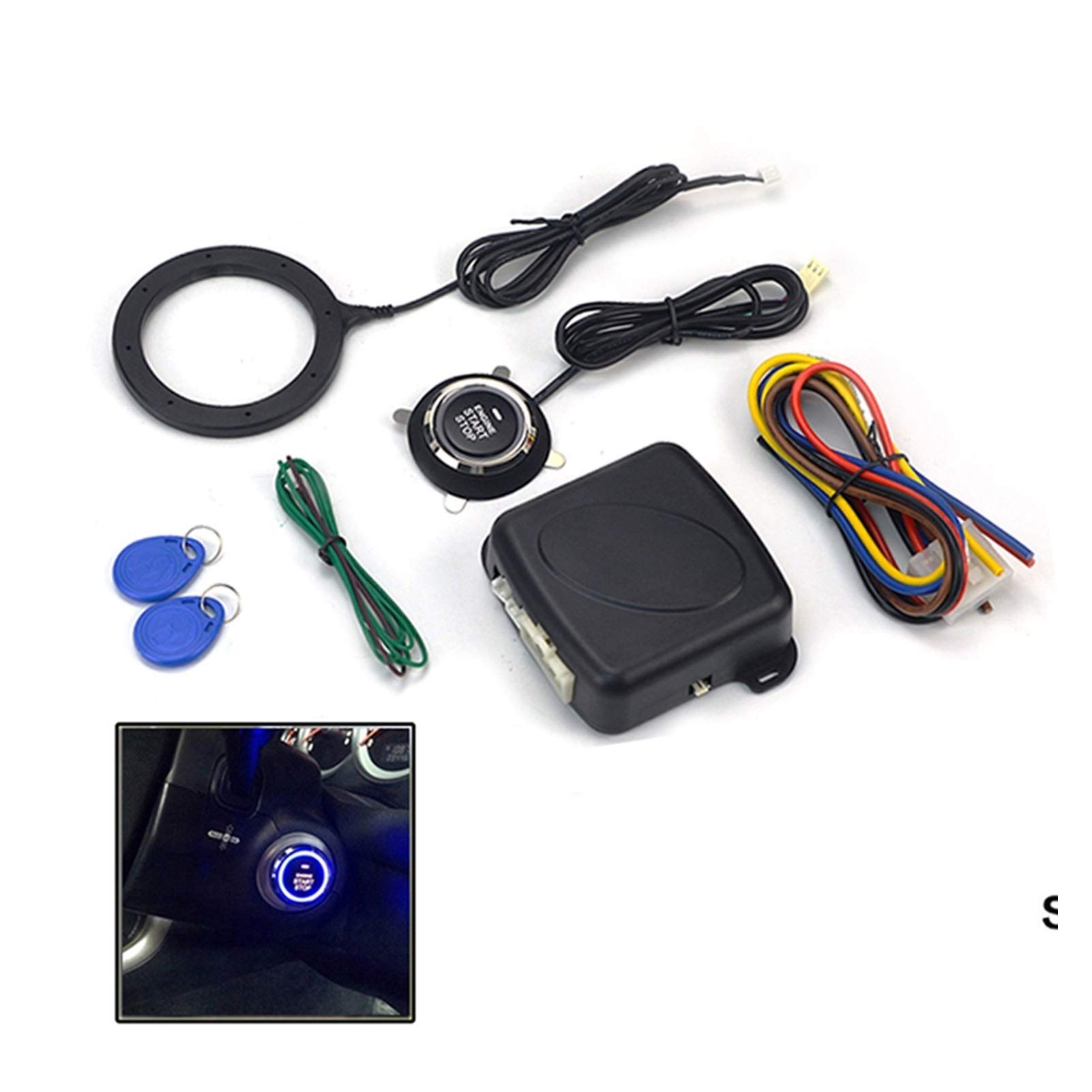 Alarme Voiture 12V Auto alarme d'alarme d'automobile One Démarrer Bouton d'arrêt Engine bouton-poussoir Bouton de verrouillage Interrupteur de contact sans clé Système antihène Alarme Auto