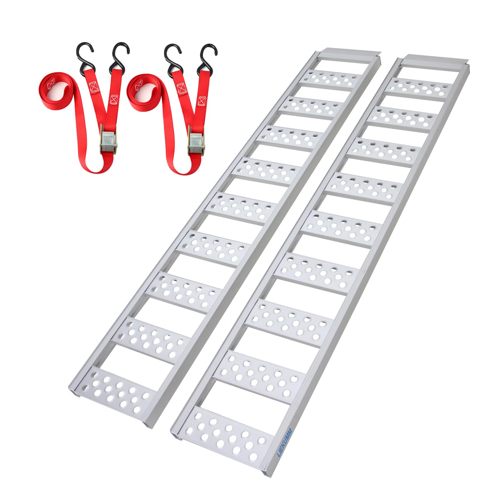 LIEKUMM 2 x 195,5 cm Auffahrrampe, 680 kg Tragkraft Auffahrrampe für Anhänger, Aluminium Leicht Motorrad Rampe für ATV, Motorrad, Fahrrad, PKW, Auto Laderampe