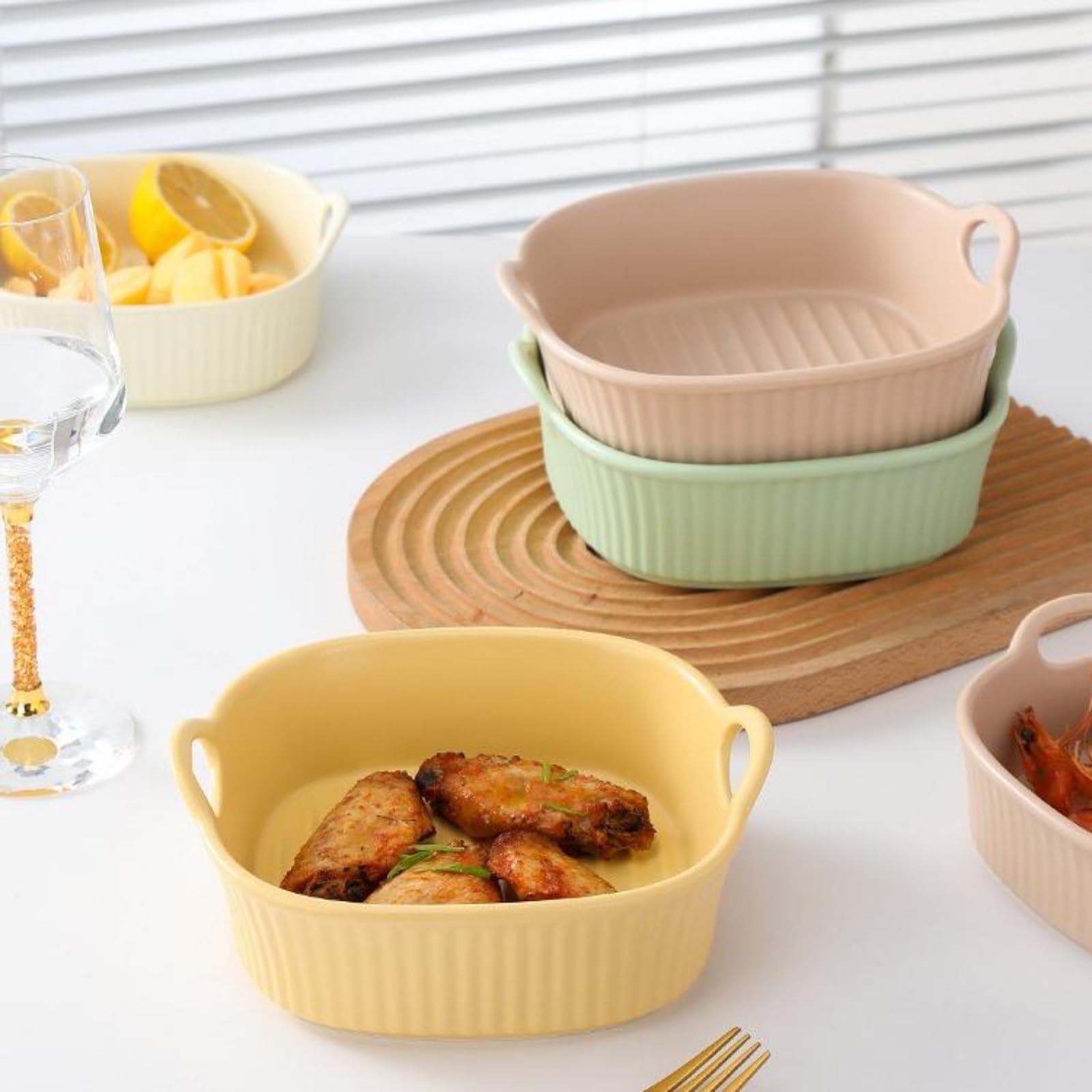 2pcs Plat à gratin en céramique Anti-Rayures Blanc pour friteuse à air Chaud | pour la préparation de lasagnes, Soupe, Tiramisu et Plus d'accessoires de friteuse,Plat a Tarte,Plat Tarte