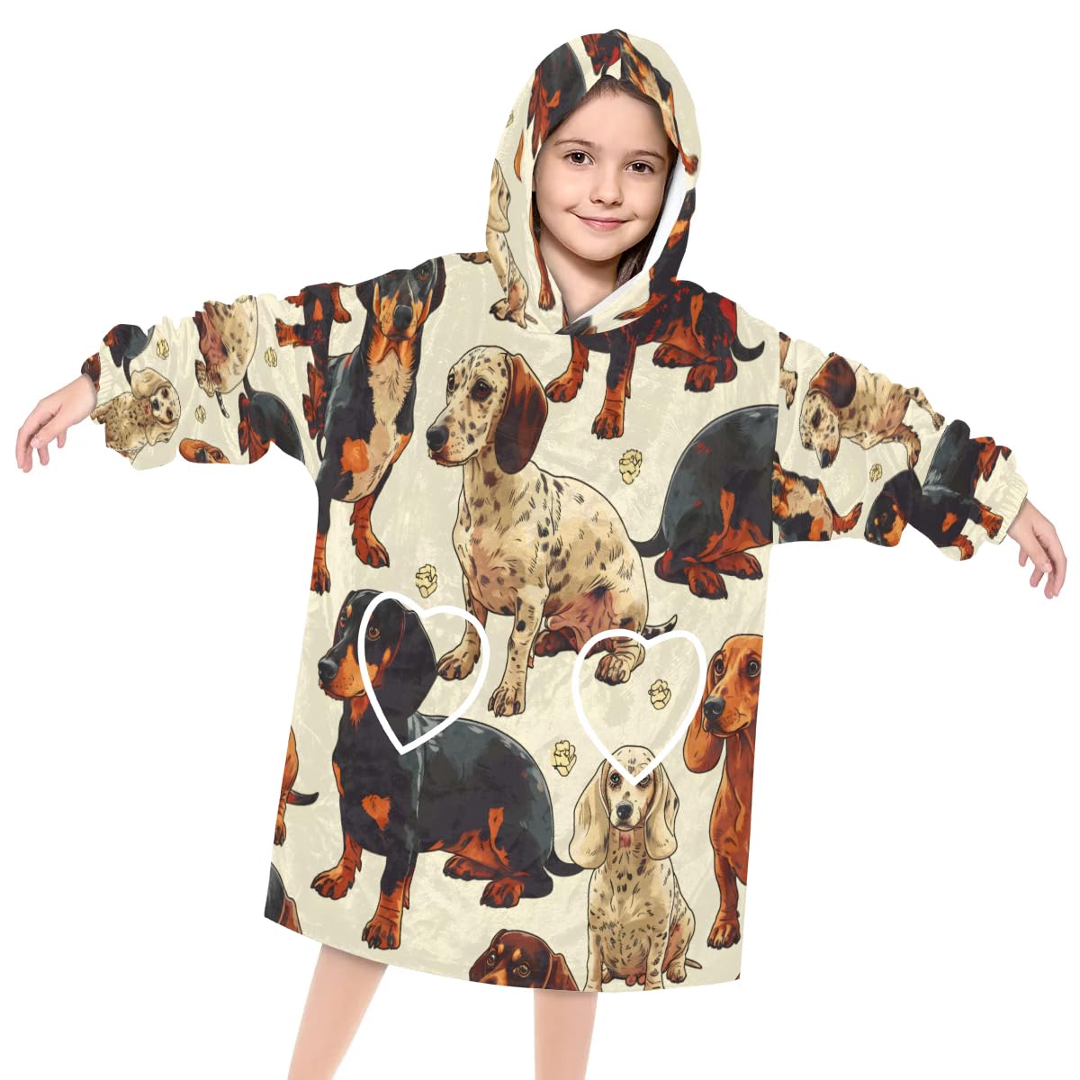 Kids Blanket Hoodie Cute Dogs Puppy Wearable Blanket Hoodie Oversized Hooded Blanket, Sweatshirt Blanket with Pockets Soft Warm Kids Hooded Blanket for Girls, Boys