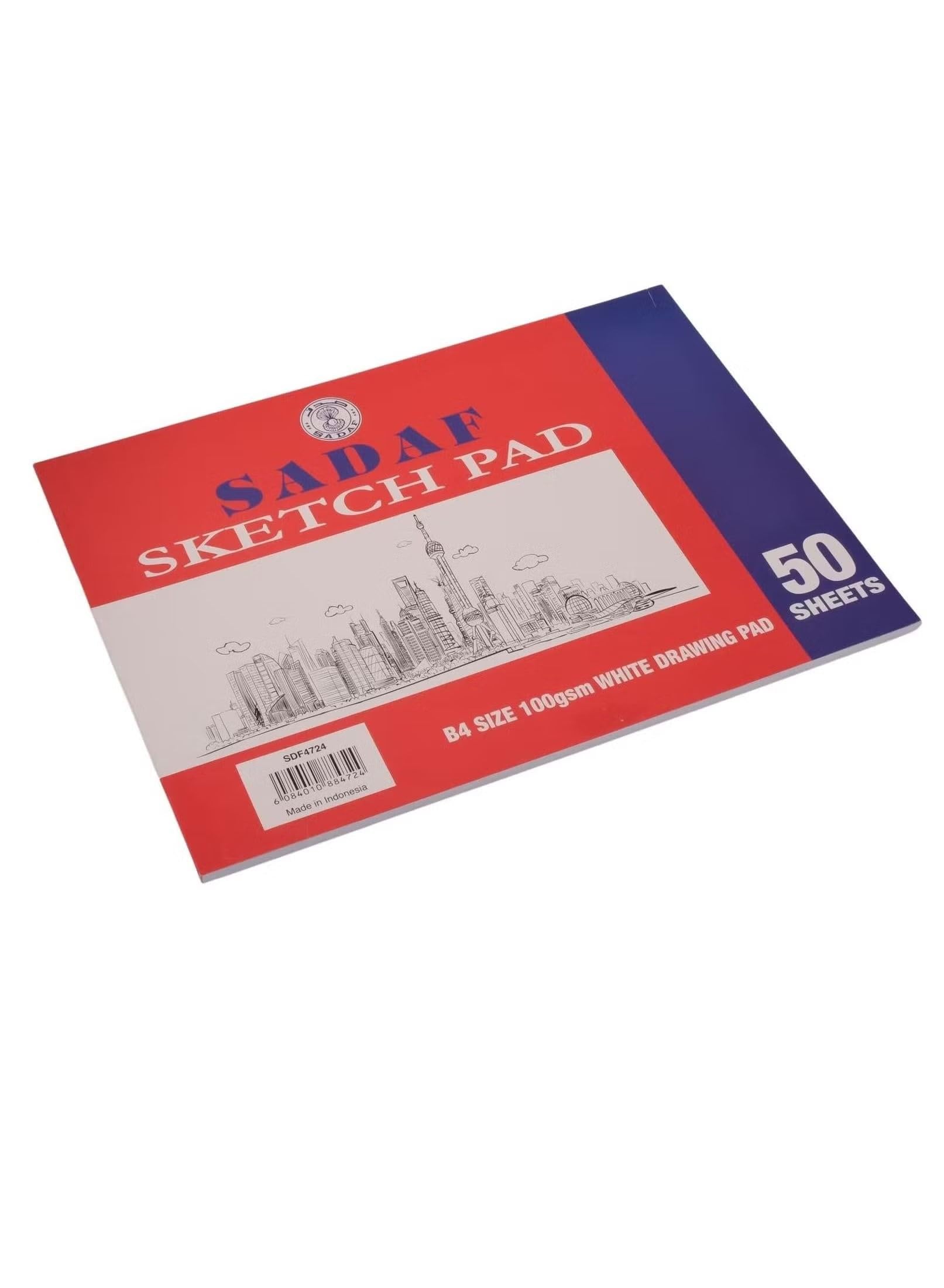 SADAF100 gsm 50 Sheets Spiral Sketch Pad, A4 Size, White