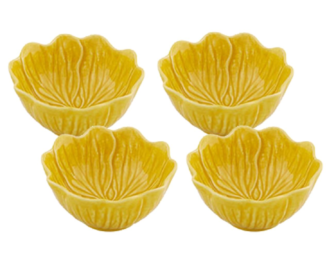 Bordallo Pinheiro Flora Small Bowl Yellow, Set of 4