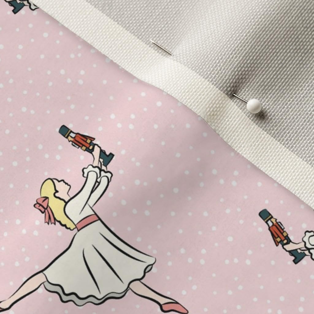 Spoonflower Fabric - Ballet Nutcracker Pink Girl Trendy Holiday Dance Cloth Printed on Upholstery Velvet Fabric Fat Quarter - Upholstery Home Decor Bottomweight Apparel