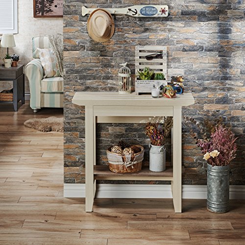 Furniture Of America Arthen Modern 1-Drawer Wood 36 In. Storage Console Table With 1 Open Shelf For Living Room, Bedroom, Hallway, Ivory And Distressed Taupe White #TOP4