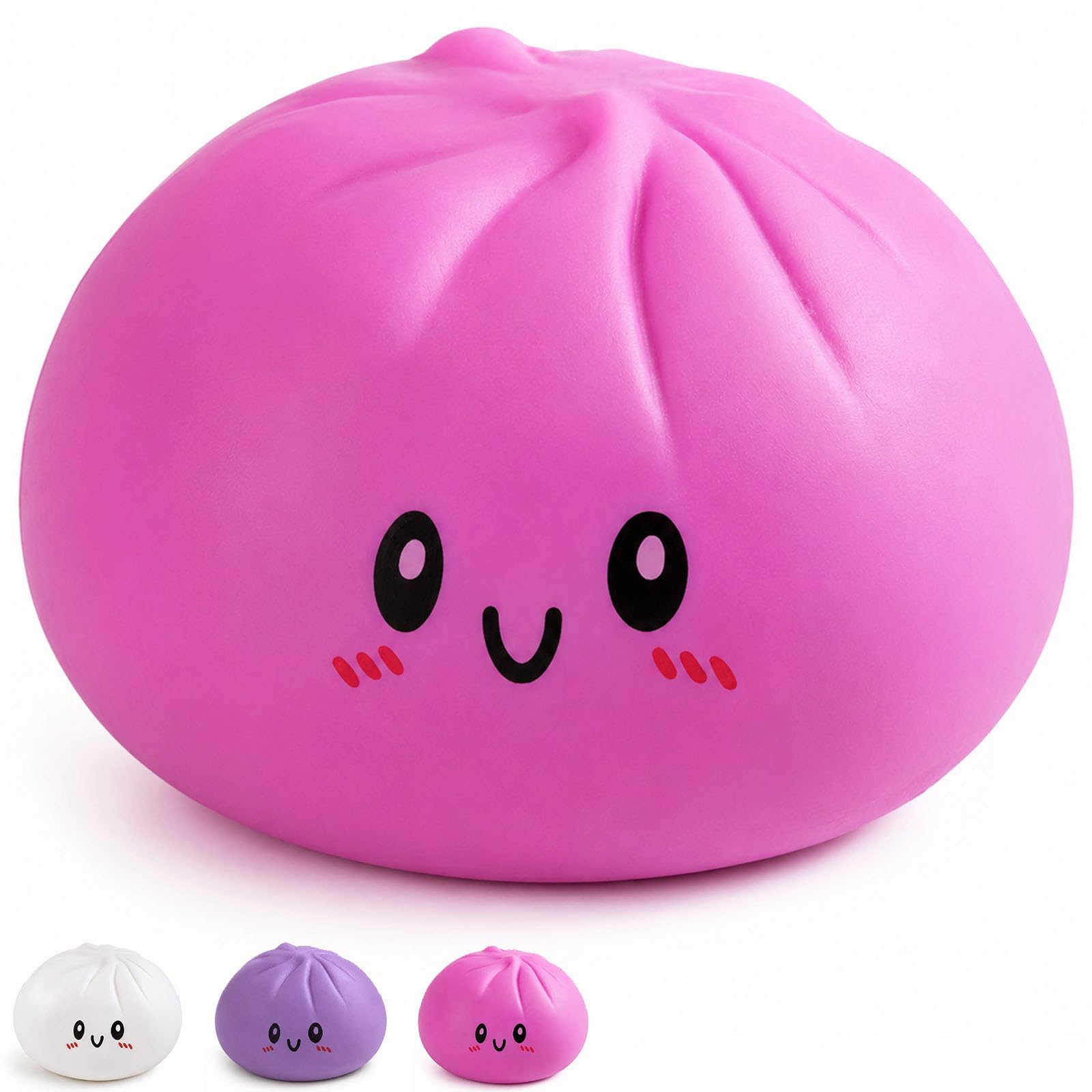 Squishy Dumpling Toy, 15cm Small & 25cm Giant Options, Soft Squeeze Stress Relief Fidget Toy, Cute Bao Bun Sensory Toy Gift(pink, 15CM)