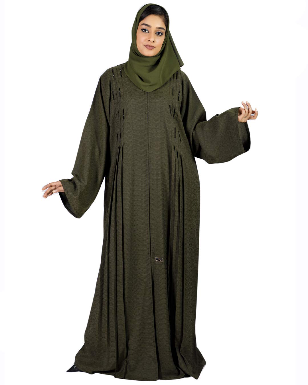 Sara Arabia Classic Pleated Front Open Abaya/HRT-106RSV