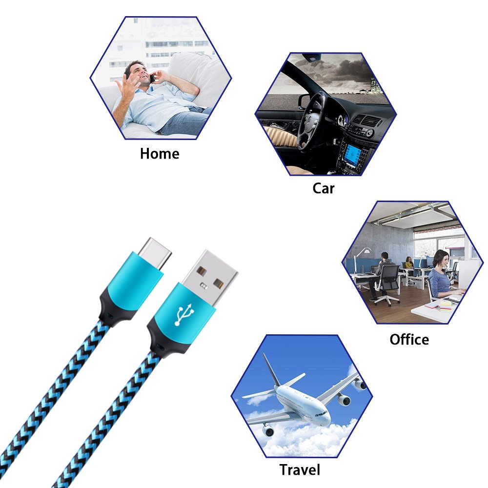 USB Type C Charger Cable Fast Charging Cord for Google Pixel 10, 9a, 9, 10 9 Pro XL Fold, 8, 7, 6, 5, 4, 3a, 3 2 XL, Pixel C, (Blue/Green/Purple, 6 feet, 3 Pack)