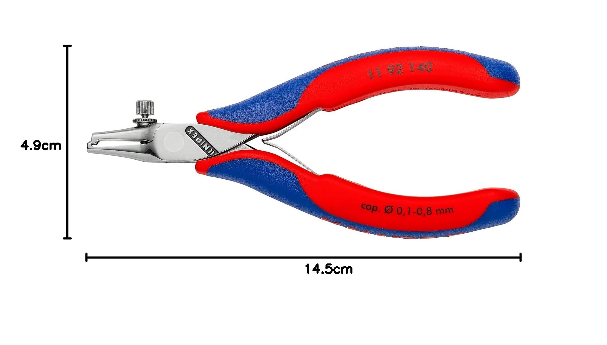 KNIPEX Szczypce do ściągania izolacji dla elektroników z osłonkami wielokomponentowymi 140 mm, 11 92 140