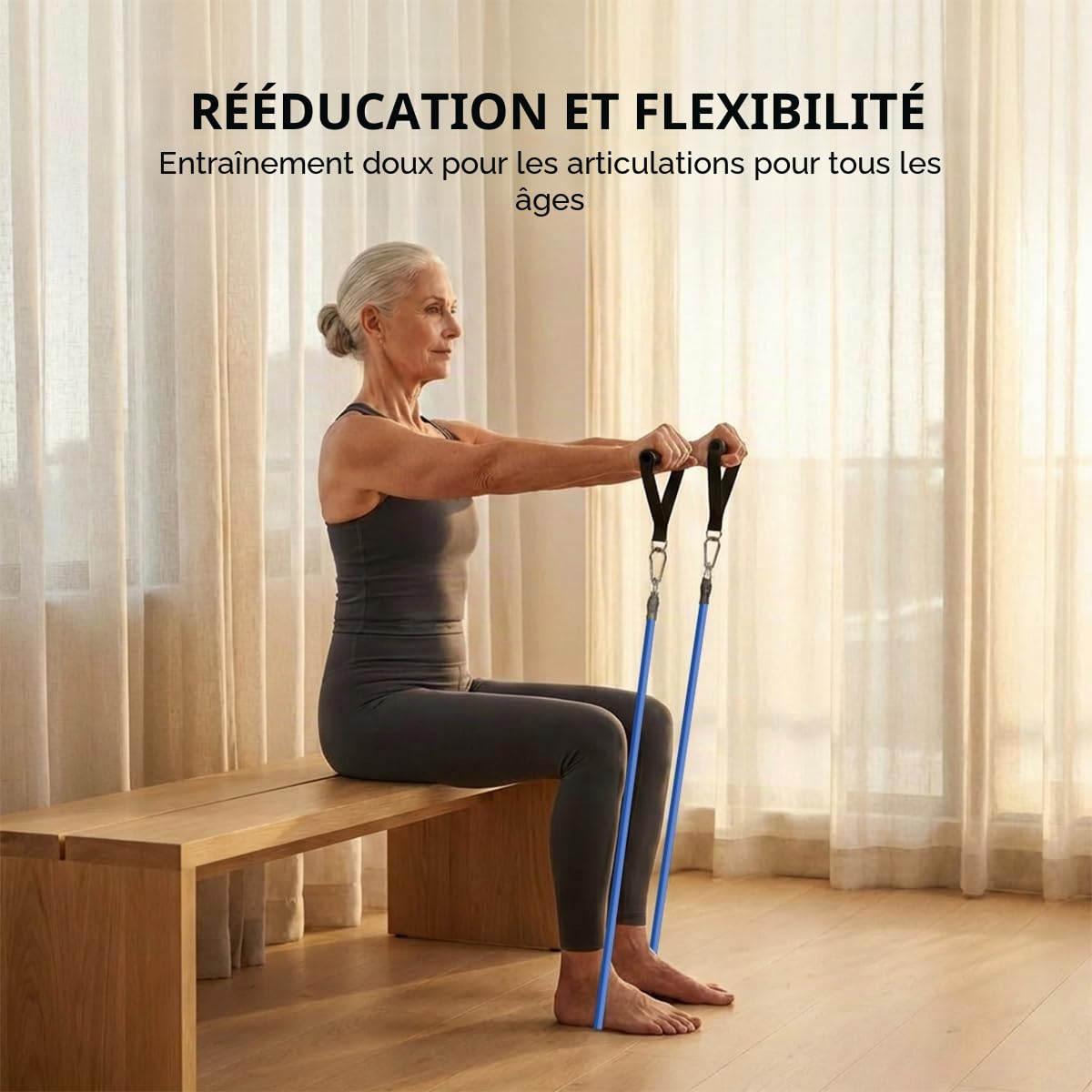 VEICK Lot de 5 Élastiques de résistance, tubes élastiques d’entraînement, de fitness, avec attache-porte, poignées, sac portable, sangles de cheville pour entraînement musculaire, kinésithérapie, esthétique corporelle, entraînement à domicile | Certifié e