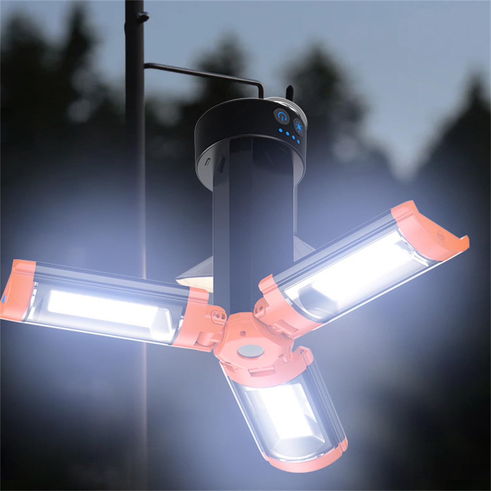 Lámpara para acampar al aire libre con soporte,Luz de trabajo LED,Luz de camping regulable con trípode desmontable,Luz de trabajo portátil de 3 cabezales,acampar para/tienda de campaña/senderismo