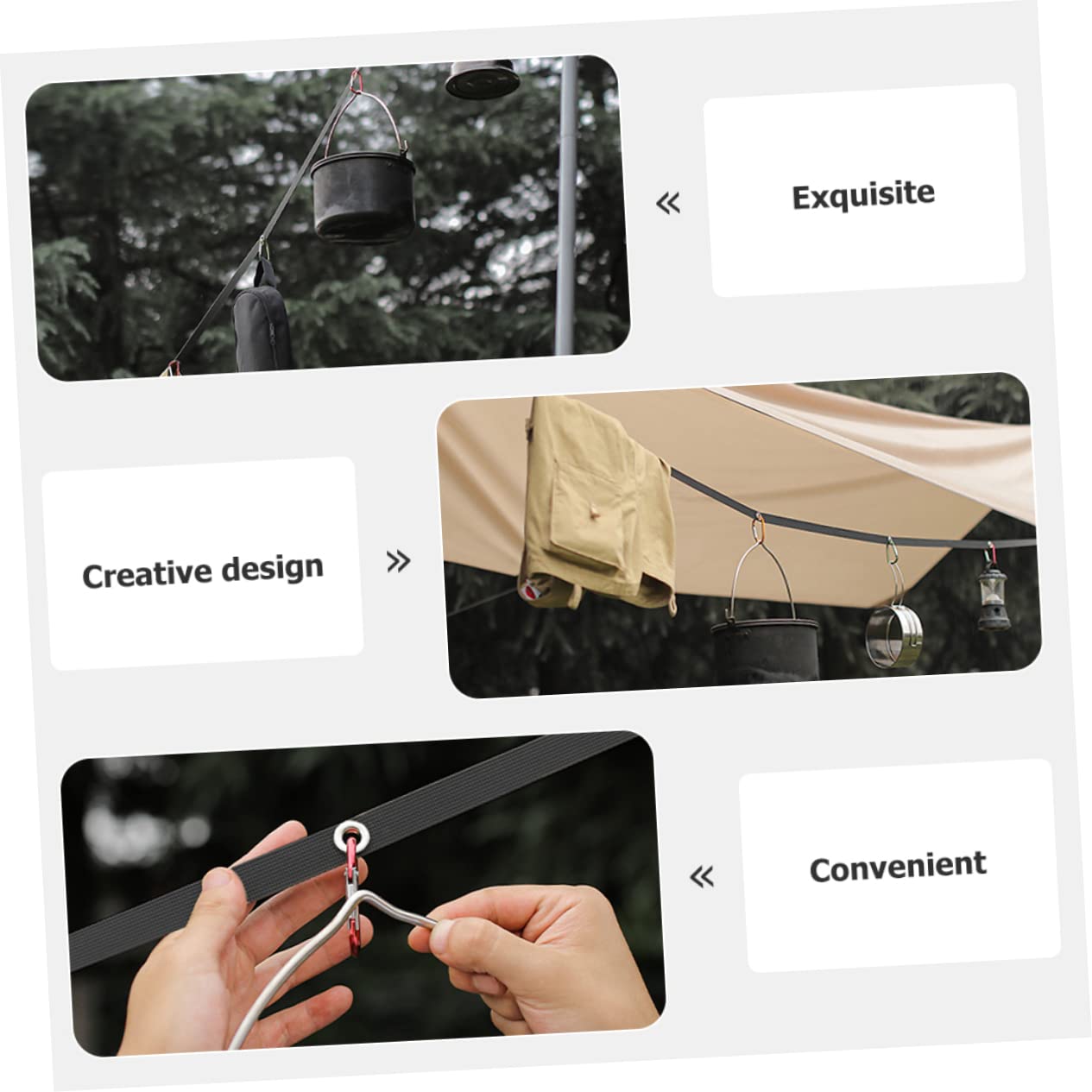 Cabilock 4sets Cinghia Da Campeggio Multiuso Filo Stendibiancheria e Resistente Per Per Asciugare Vestiti e Attrezzature Outdoor Pratico e Leggero