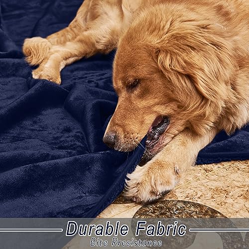 NICETOWN Small Blanket, Dog Waterproof Calming Sherpa Fleece Throw Blanket, Soft Plush Reversible Throw Furniture Protector for Family Pet Present, 24"x32", Navy