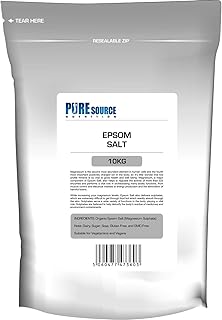 Organic Epsom Salt Vegan Epsom Salts for Bath Bathing Bath Bombs | 100% Pharmaceutical | FCC Food Grade | Natural Magnesium Sulphate by Pure Source Nutrition (10kg)