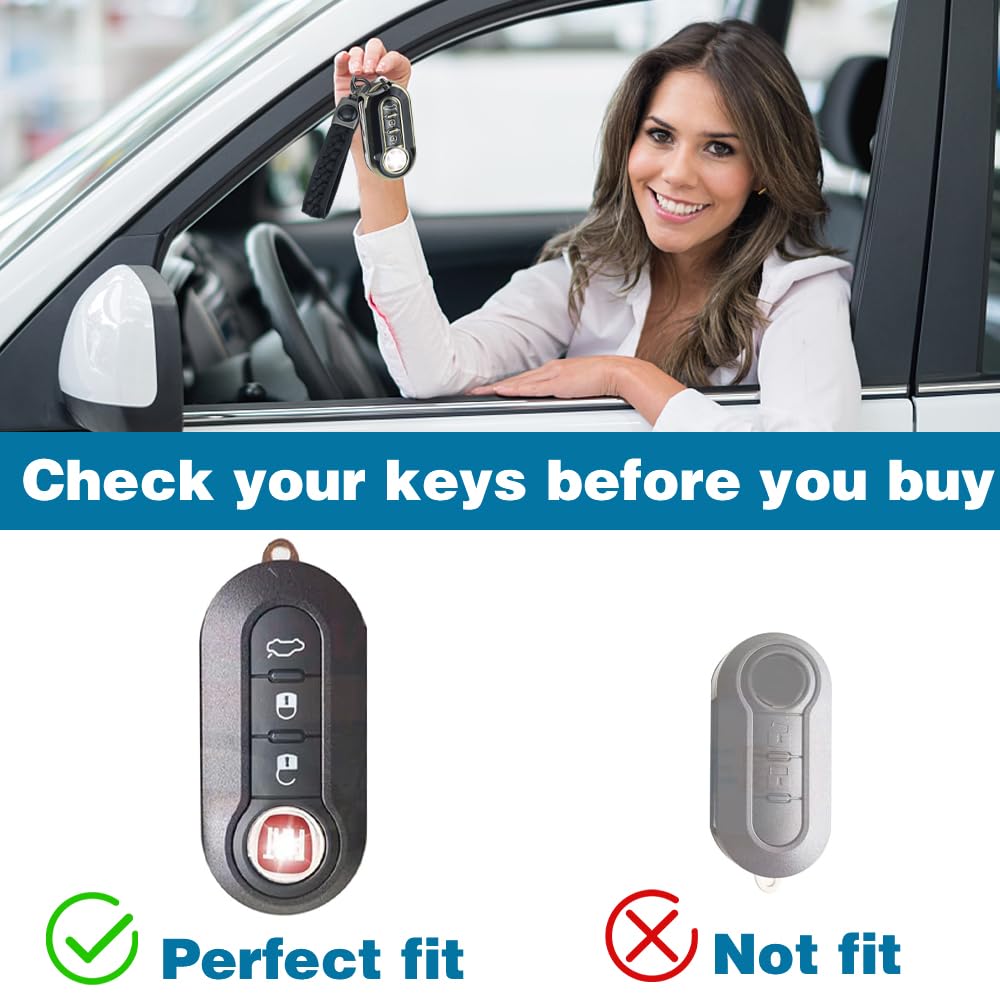 Guscio Chiave In Carbonio Con Pad 3 Tasti Portachiavi Per Fiat Lancia - Cover Carbon Look Tastierino Pulsanti Con Porta Chiavi Compatibile Con 500 Punto Bravo Panda 500L Y Ypsilon Musa - Foto 10