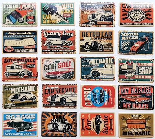 Image of 50Pcs Retro Car Decals Old Car Commercial Panel Auto Advertising Hard Hat Vintage Mechanic Stickers Pack