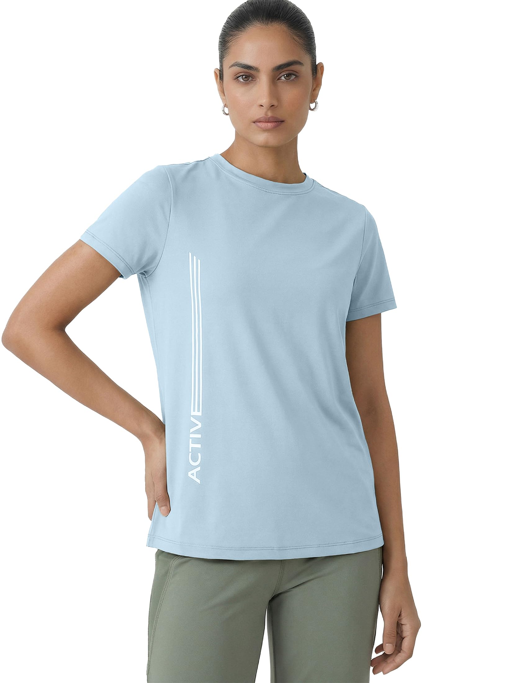 Short Sleeve Crew Neck Regular Length Basic Dry Fit Workout Crew T-Shirt for Women - Relaxed Fit, Quick Dry, Antimicrobial - A309-image-33