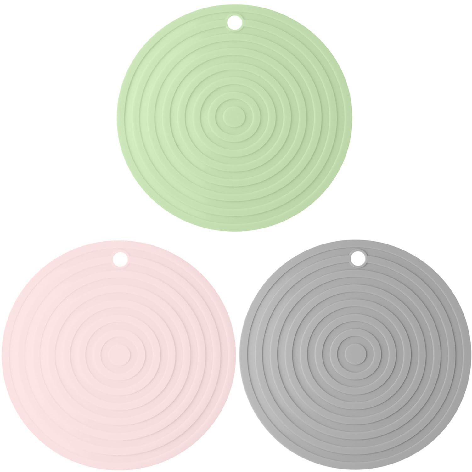 Wxinsheng Round Silicone Insulation Pad,3 Pack Silicone Pet Feeding Mat,Non-Slip Dog Food Mat Water Bowl Mat Tray,Waterproof Cat Dish Placemat for Small and Medium Pets