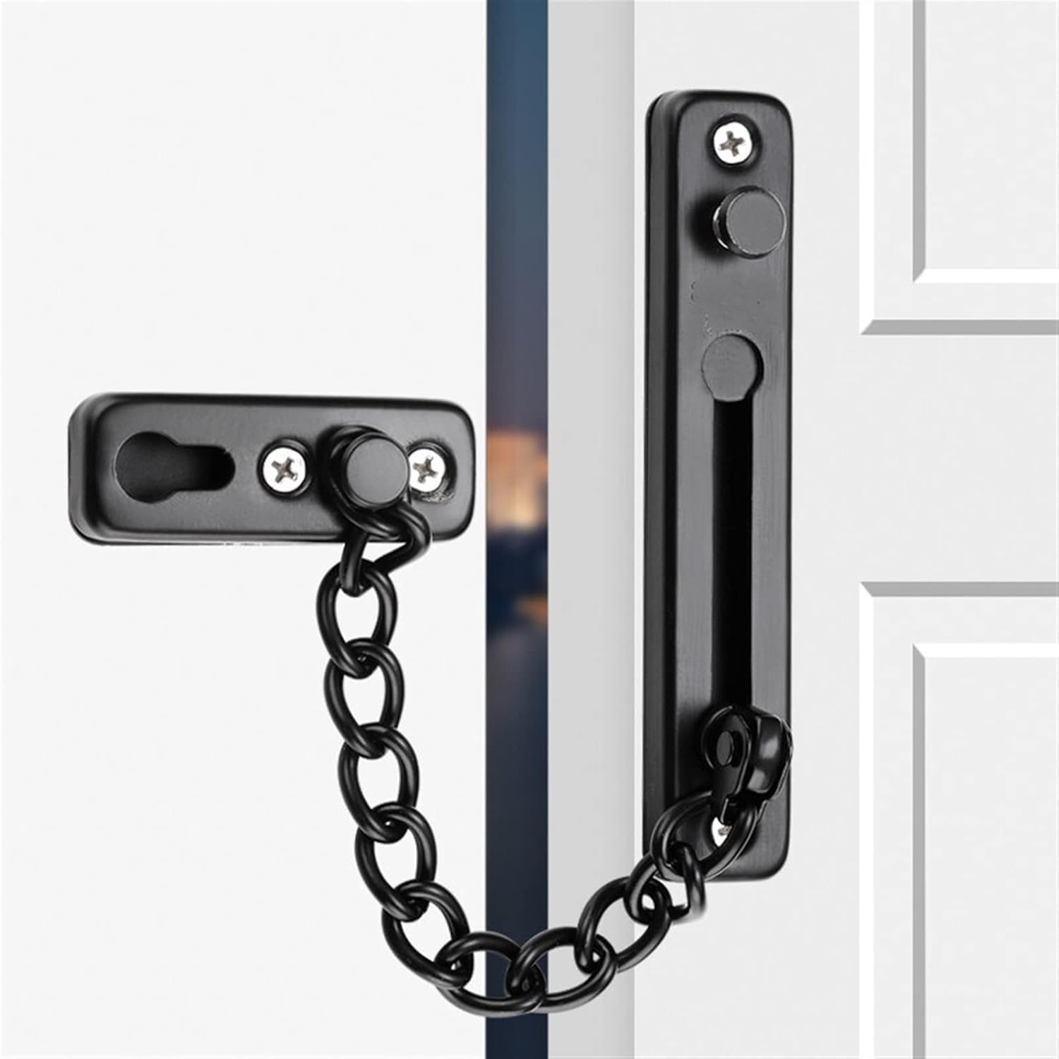 Catenaccio for Serratura A Catena for Porta In Acciaio Inossidabile | Scenario di utilizzo: sicurezza della porta regolabile for l'identificazione dei visitatori(Schwarz)
