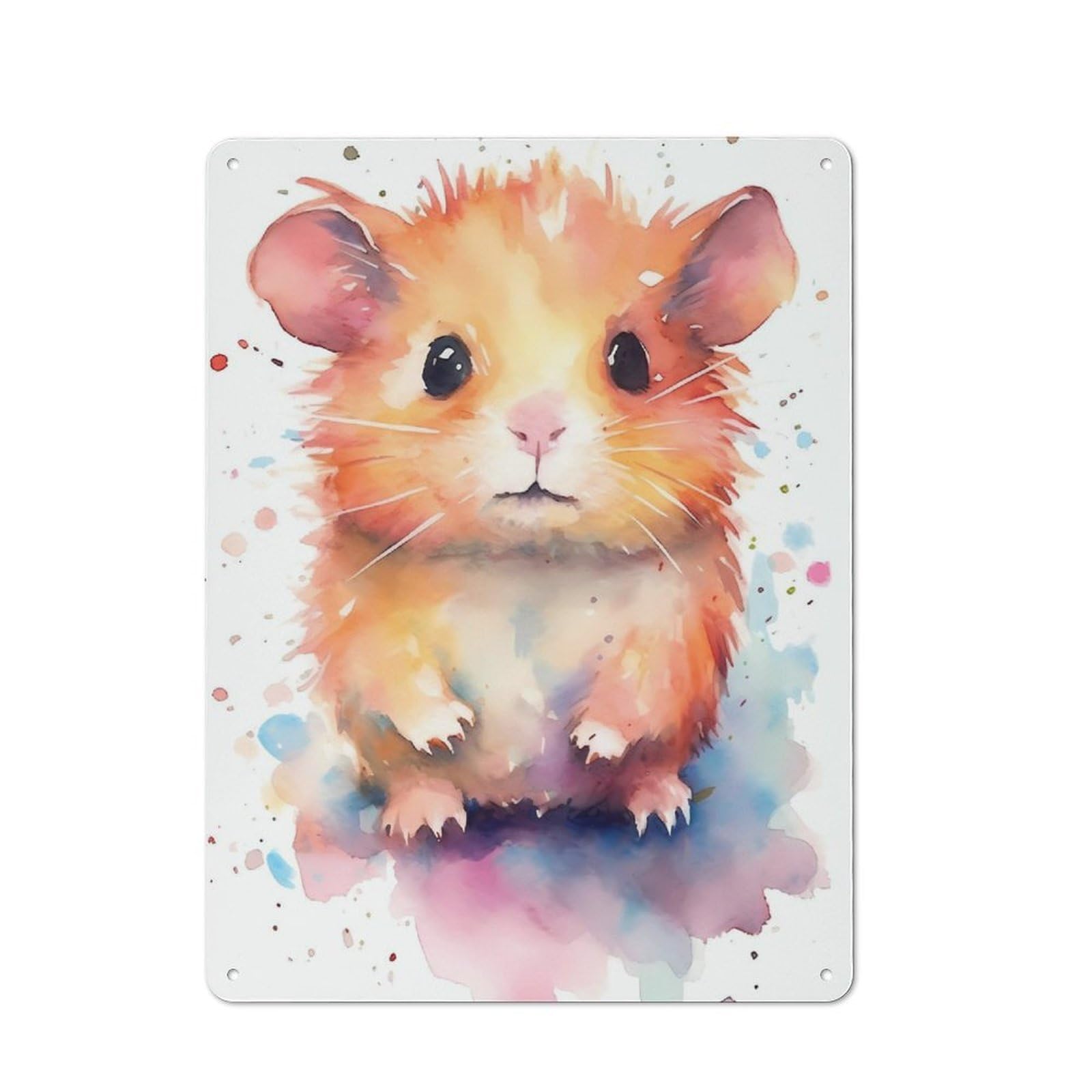 Junmoney Guinea Pig Watercolors Metal Wall Sign 40X30cm Featuring For Café Or Restaurant, For Vintage Wall Decor Fans, For Metal Sign Collectors