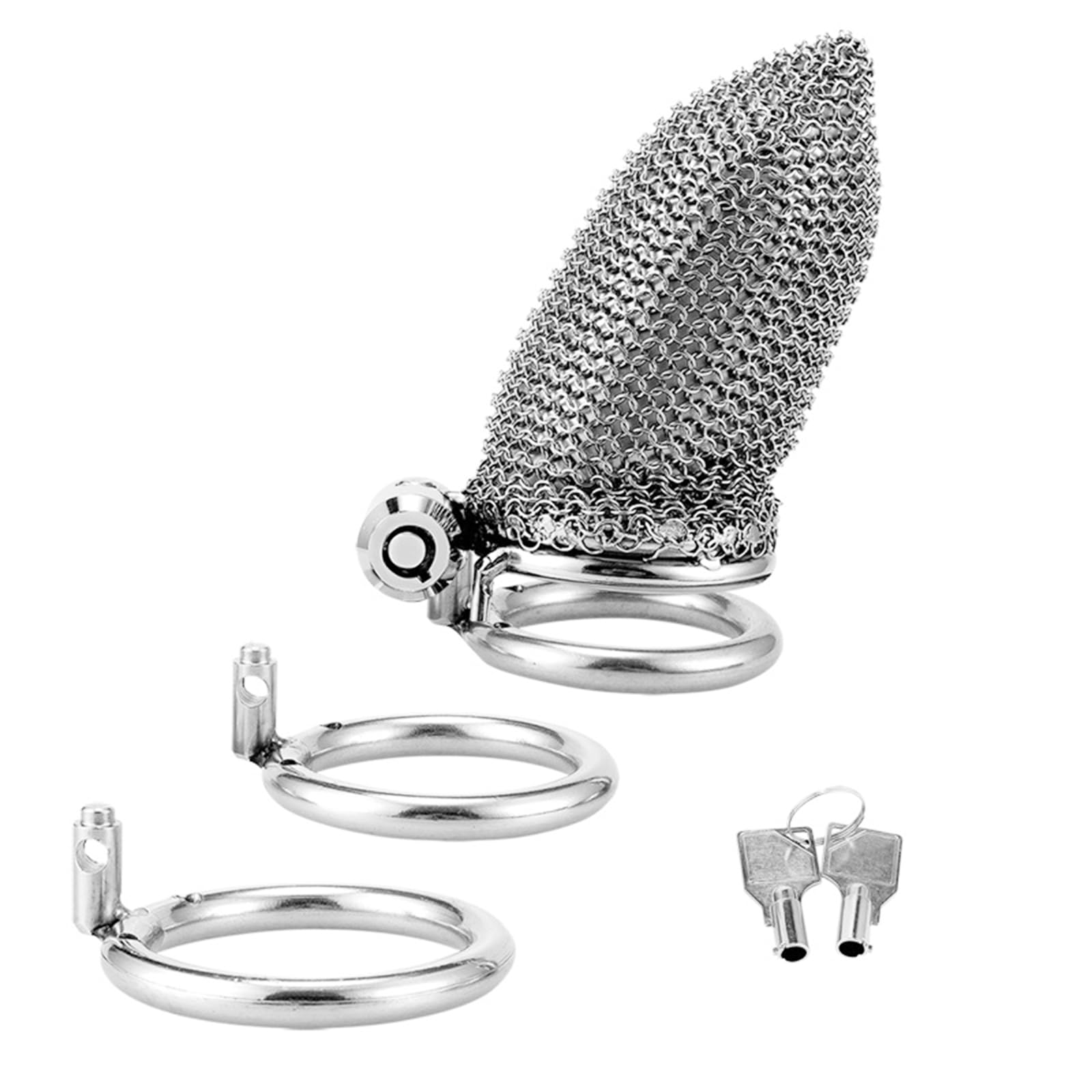 Peniskäfig Keuschheitsgürtel Keuschheitskäfig-Set, Herren Supreme Edelstahl-Metall-Peniskäfig mit 3 Ringen Atmungsaktives SM-Bondage-Männerpaar-Sexspielzeug