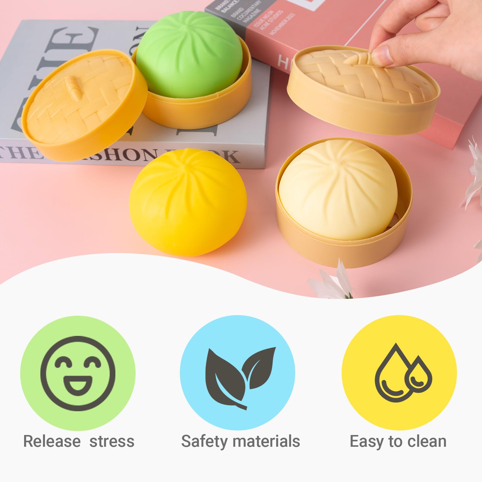 Dumpling Squishy, Mystery Squishy Dumpling Box, Fidget Toys Adults & Teens, Easter Basket Stuffers, Stocking Stuffers, Sensory Stress Ball Squeeze Toys for Stress Relief (Deep Purple) — view 5