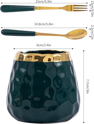 Miniatura 2 de Cuchara de café, 8 cucharaditas, cucharas de postre creativas con mango de cerámica, acero inoxidable de grado alimenticio premium, apto para