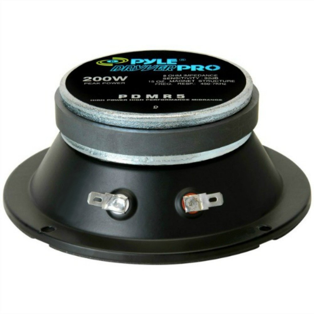 Pyle 1 MIDRANGE PDMR5 altoparlante diffusore da 13,00 cm 130 mm 5" da 100 watt rms e 200 watt max con impedenza 8 ohm per casa feste party, 1 pezzo