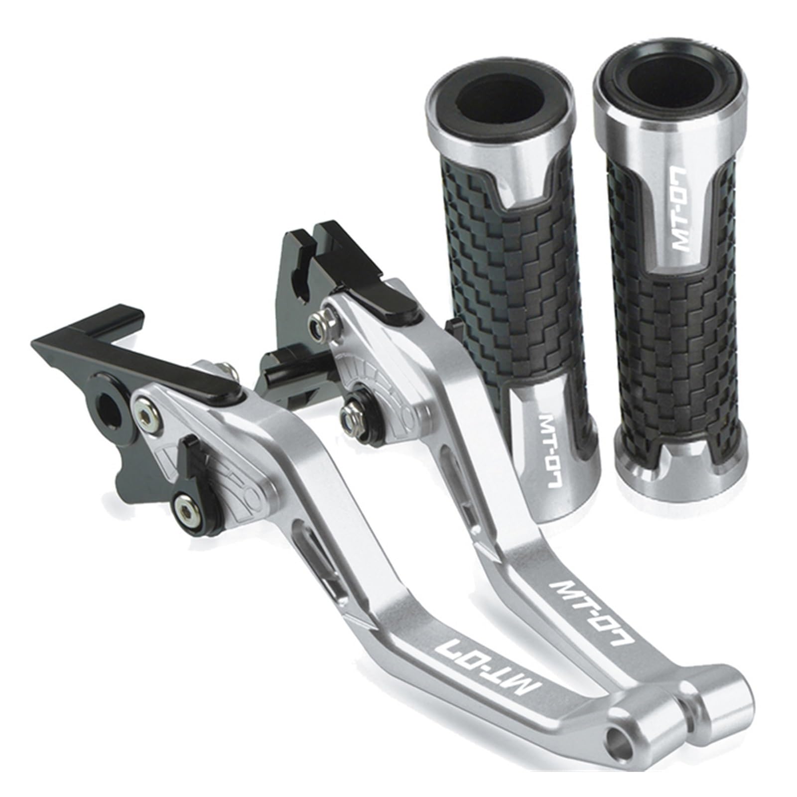 Lingsheny Silver Motorcycle Brake Clutch Levers Handlebar Grip Handle Bar For Yamaha Mt07 Tracer Gt 2019 2020(Silver)