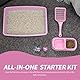 PAWISE Katze Starter Kit beinhaltet 5PCS Kitty Suppies, Low Entry Kätzchen Wurf Pfanne, Katze Wurf Scooter, Katzenschüsseln, Katze Maus Spielzeug, Rosa