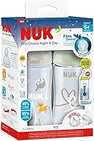NUK Kit de Mamadeiras Anticólica Dia e Noite com Controle de Temperatura 300ml - Branca