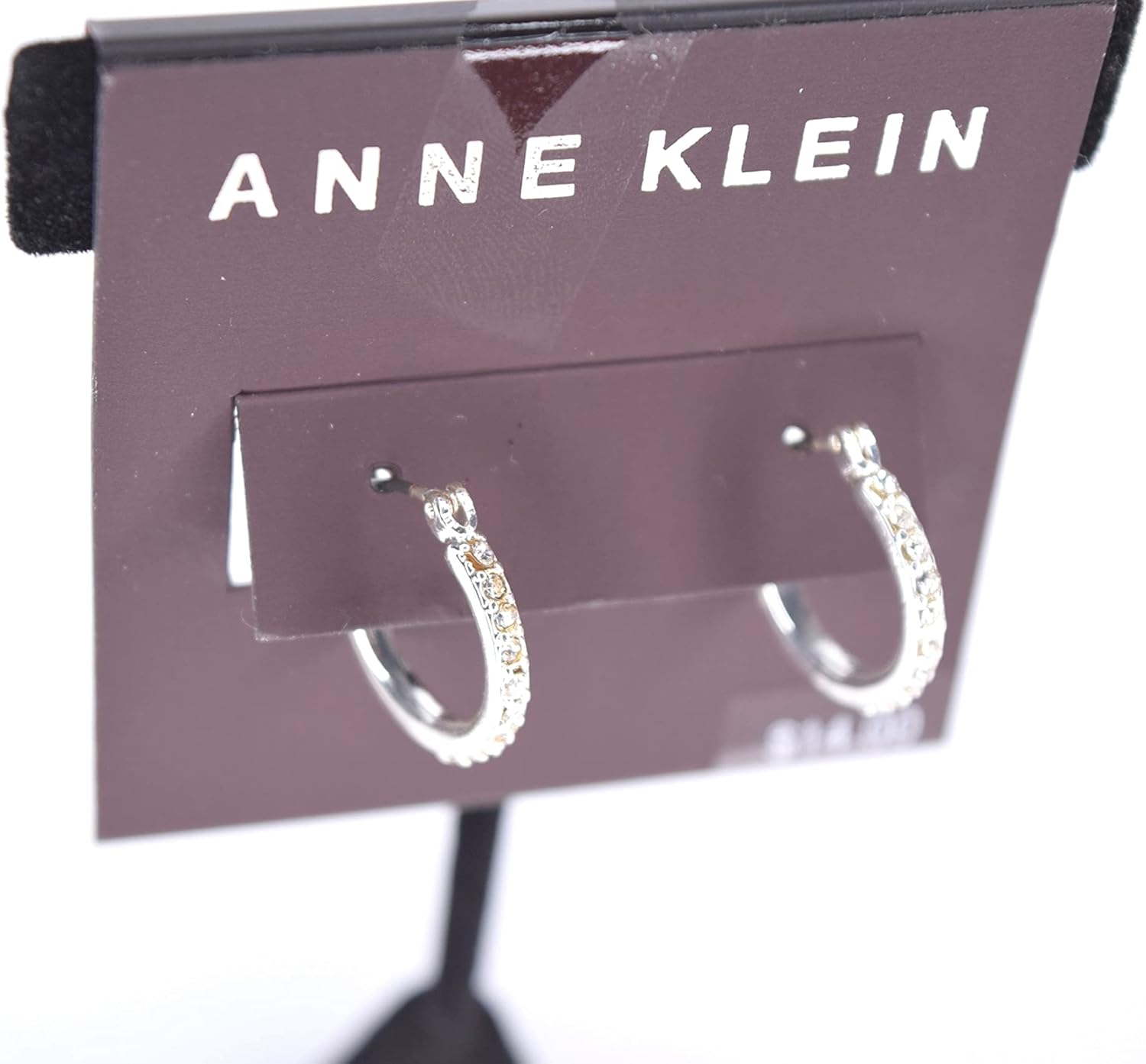 Anne Klein "Classics" Silver-Tone Click It Crystal Hoop Earrings - Image 3