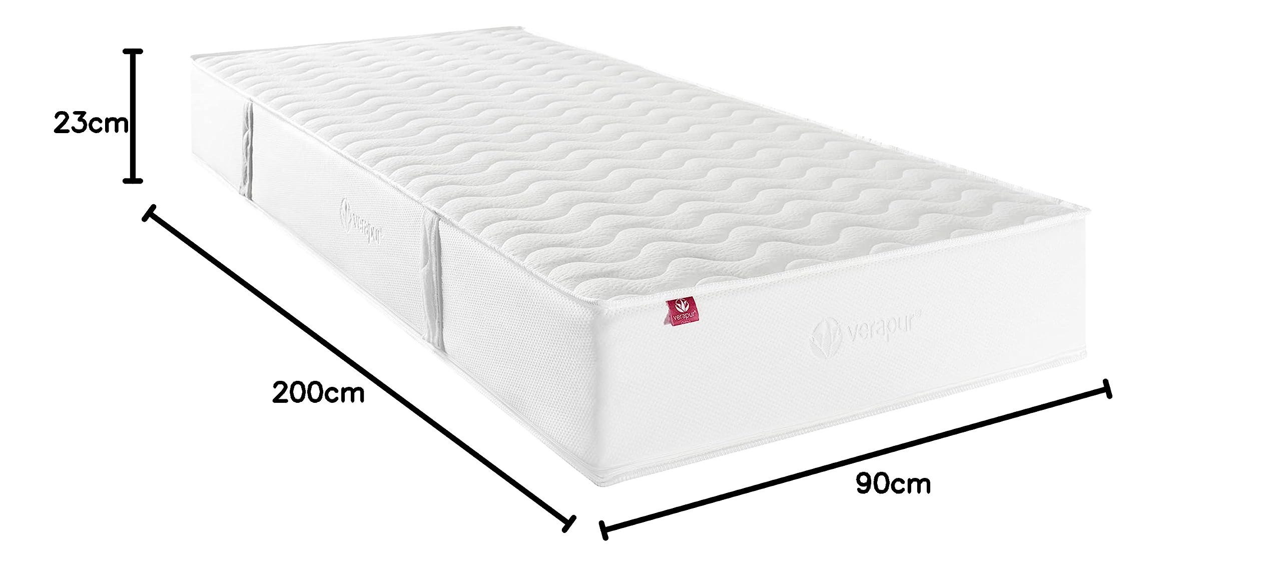 verapur Ortho Plus Titan materac ze sprężynami kieszeniowymi 90 x 200 cm H4, poszewka nadająca się do prania, 7-strefowa, Öko-Tex, 24 cm wysokości, materac kieszeniowy ze sprężynami kieszeniowymi