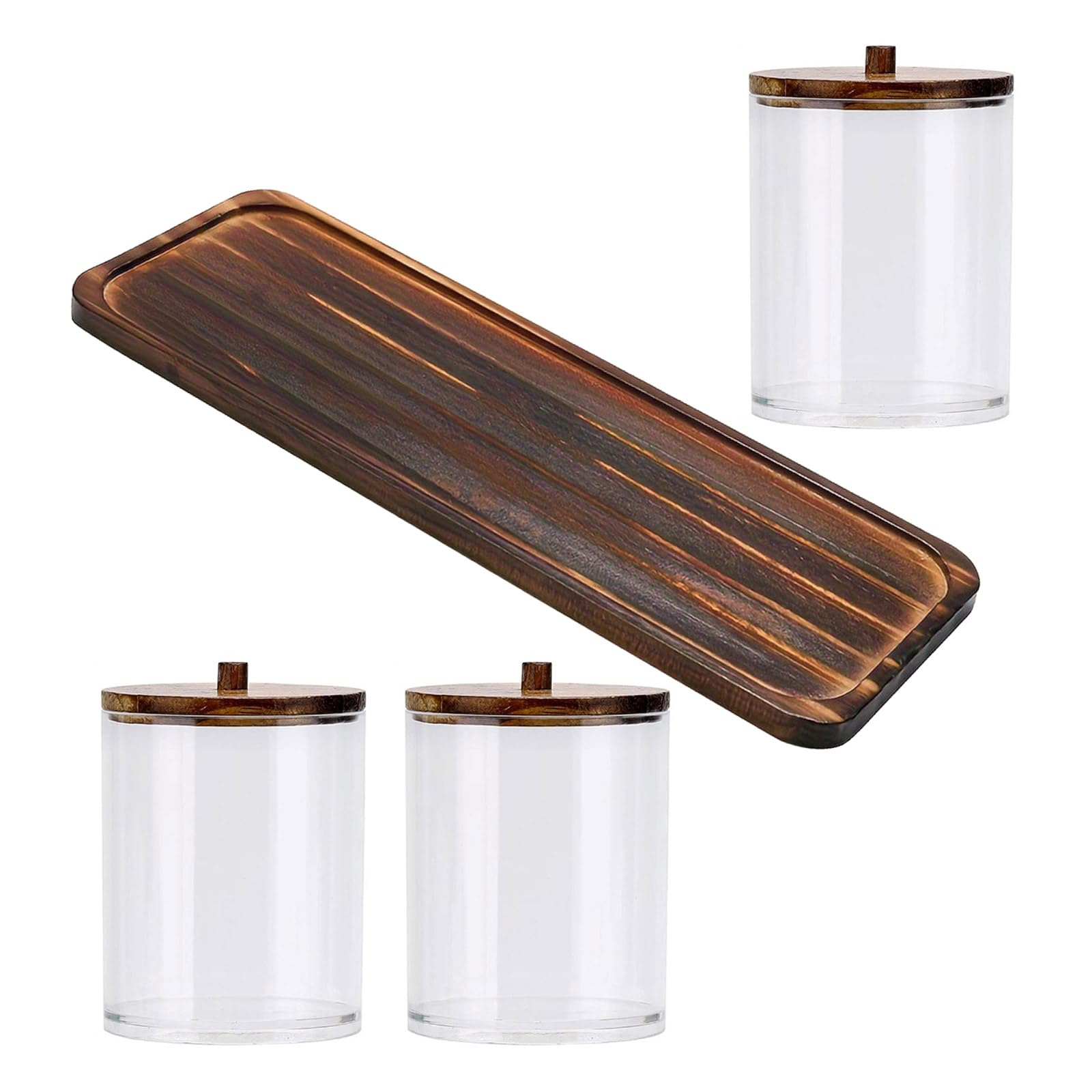 Xjdzineq Lid Acrylic Storage Organizers for Cotton Swabs Makeup Remover Pads Bathroom Countertop Accessories Cotton Swab Organizers