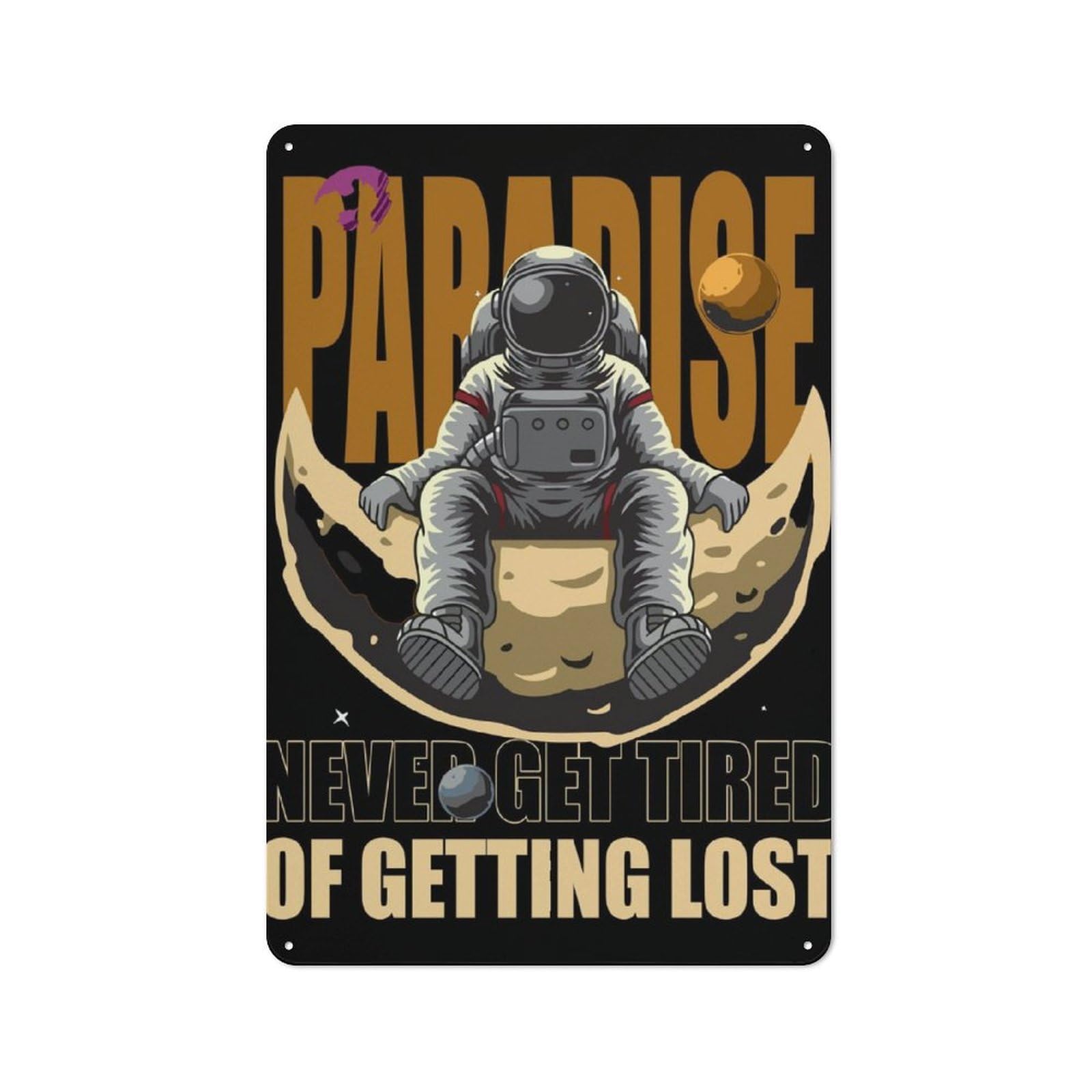 Space Paradise Printed Metal Sign 30x20cm for Café Or Restaurant, New-space Wall Decor for Café Owners And Decorators