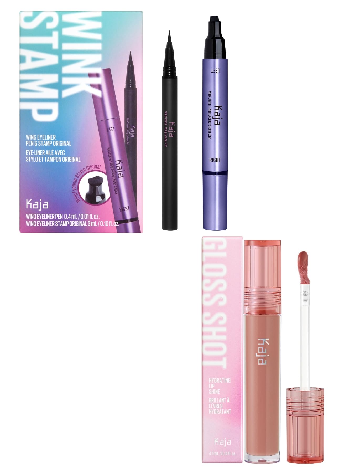 Kaja Winged Eyeliner Pen - Wink Stamp Lip Gloss - Gloss Shot 03 Honey Drizzle 0 14 Fl