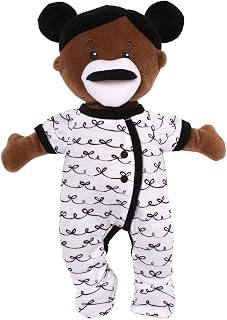 Manhattan Toy Wee Baby Stella Brown 12 Inch Soft Baby Doll with Black Hair Buns and Onesie