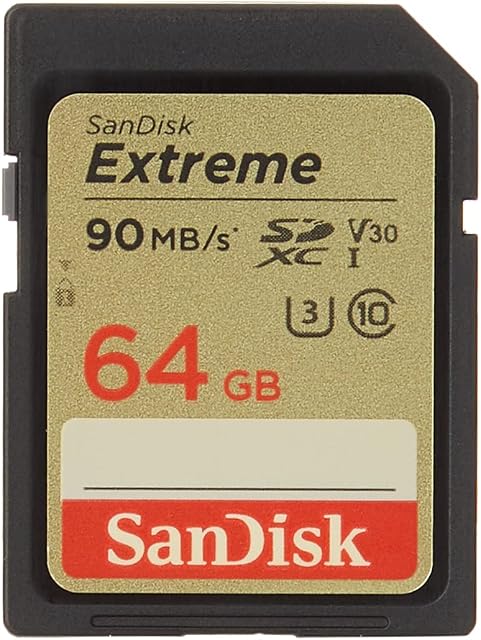 SanDisk Extreme SDXC Memory Card up to 90 MB/s, Class 10, U3, V30, FFP - 64GB