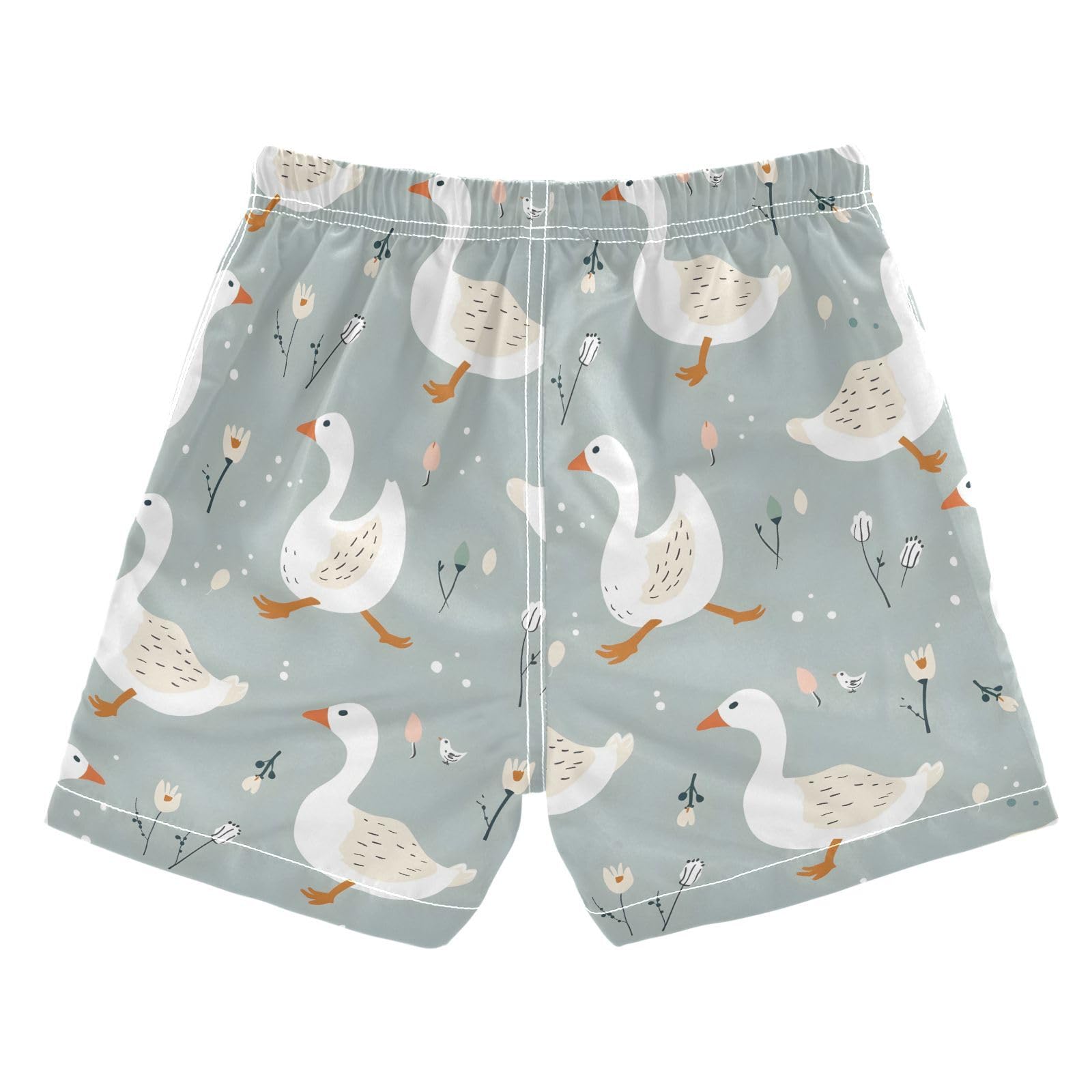 ALAZA White Duck Leaf Blossom Flower Boys Quick Dry Beach Board Shorts Kids Swim Trunks Bathing Suit Swimsuit 2T