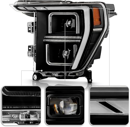 Miniatura 4 de KEEKPO - Para Ford F150 2021 2023 Faros delanteros con proyector LED completo negro con par de señal secuencial izquierdo+derecha