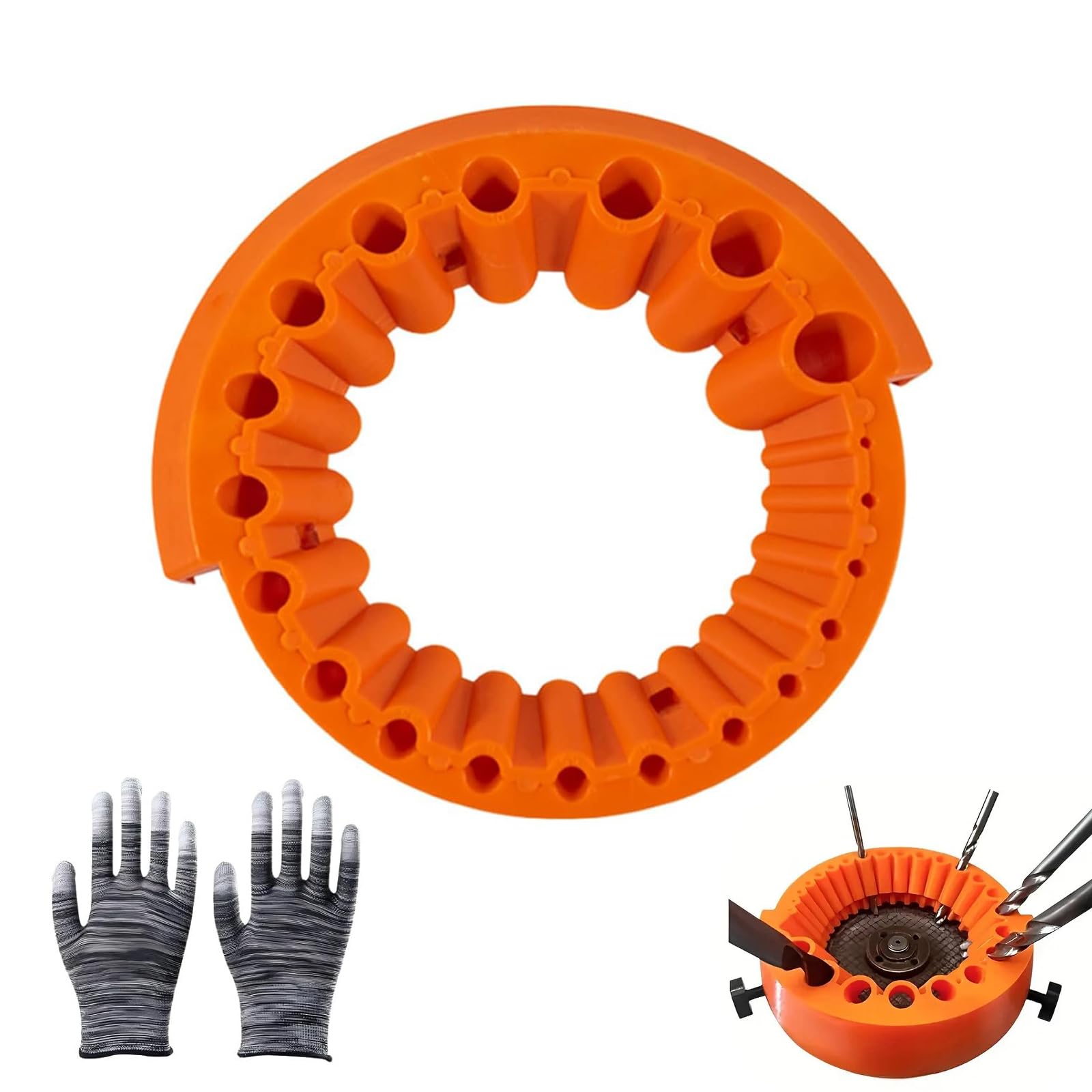 Afilador de Brocas, Nuevo Afilador Brocas Amoladora, Afilador de Broca Profesional, para Broca de 2-13 mm y Amoladora de 115/125 mm, con Guantes (Color Naranja)