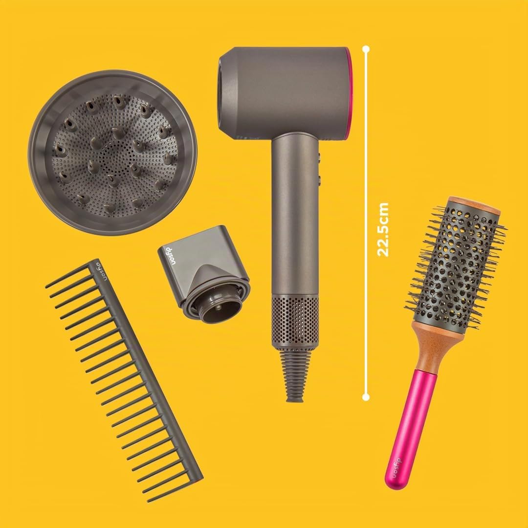 Casdon Dyson 73252 - Set di asciugacapelli Giocattolo interattivo per Bambini dai 3 Anni in su, Sembra e Funziona Come la Cosa Reale, Grigio, Taglia Unica