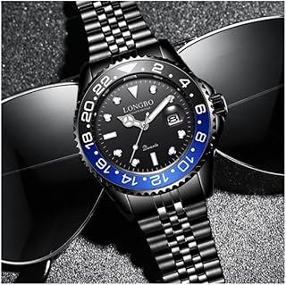 TradeShop - Orologio Uomo da Polso in Acciaio Quarzo Nero Blu Nautica Mare LONGBO SUBACQUEO - 29972