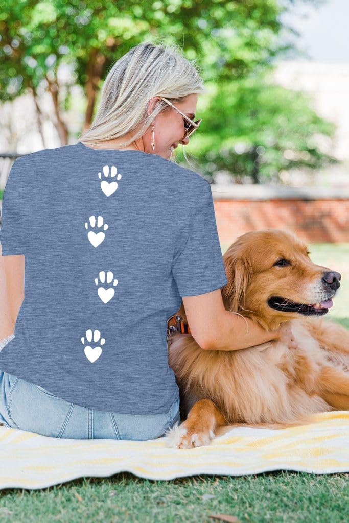 Dog Shirt Dogs Mom Shirts: Women Life is Better with Dogs T Shirt Funny Dog Paw Print Tee Pet Lover Animal Gift Tops - Image 2