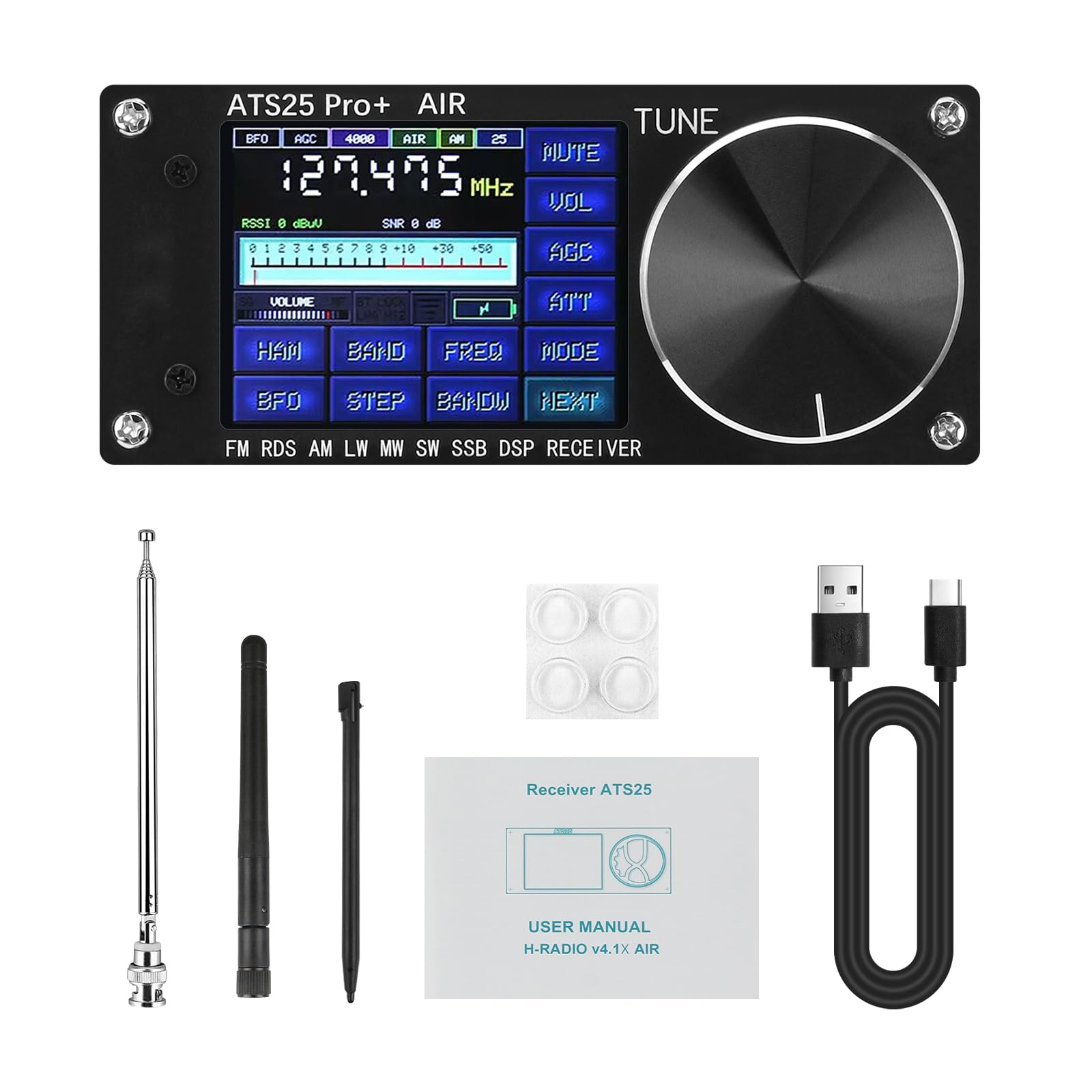 HAMGEEK ATS25 Pro+ Radio Receiver FM SW SSB MW LW AIR SDR Aviation Band