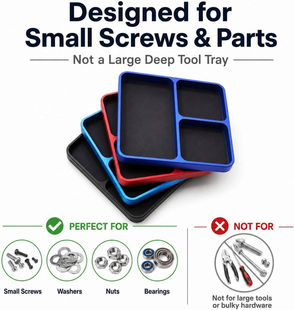 Magnetic Electronic Repair Screws and Parts Organizer Parts Tray Small Parts and Screws Holder for Organization Magnet Tool Tray Parts Holder for Screws, Sockets, Bolts, Pins, RC Car Boat Plane Phones