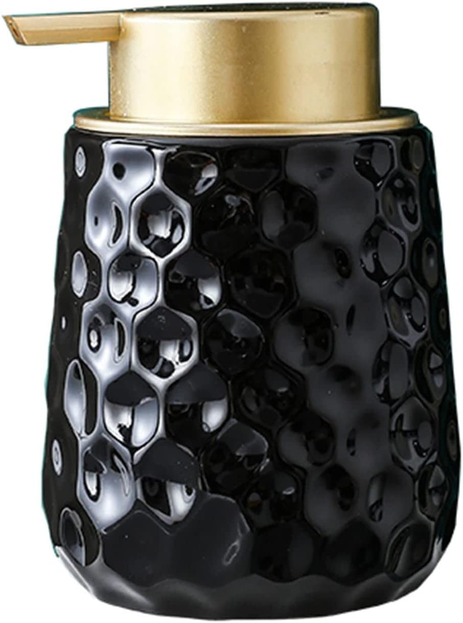 Distributeur de savon moussant noir et or en céramique chic pour une décoration raffinée