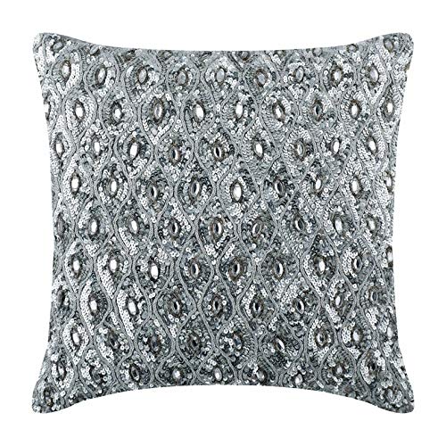 The HomeCentricCushion Cover Custom, Decorative Pillow Cover 18x18 inch (45x45 cm) Silver, Silk Throw Pillow Cover, Handmade Pillow Cover, Geometric Pillow Cover, Rustic Lodge - Silver Anniversary
